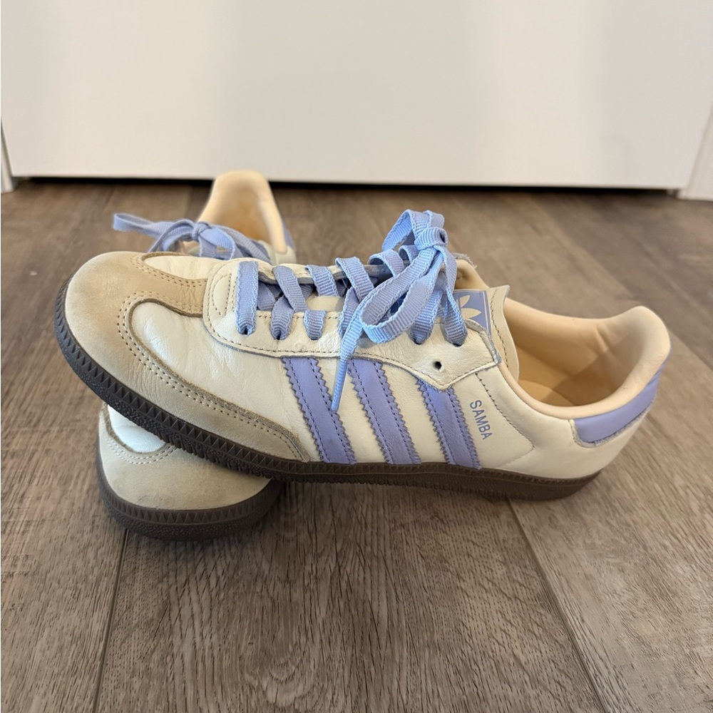 Adidas Samba Cream and Purple Sneakers